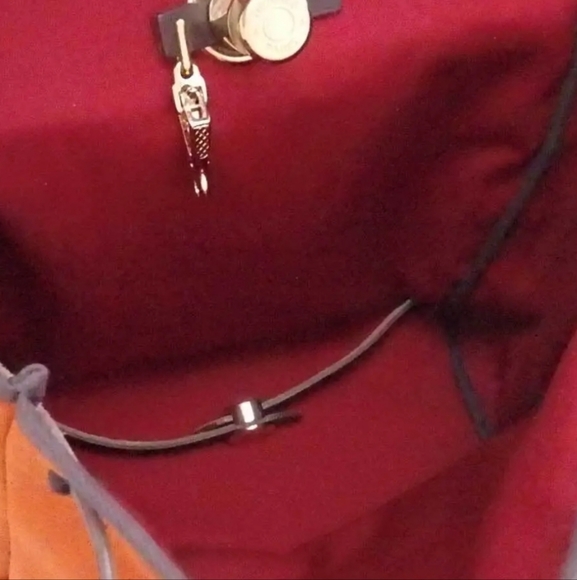 Auth HERMES Her Bag Ado PM 2-Wy Backpack Orange/Red/Dark Brown Canvas - Picture 9 of 16
